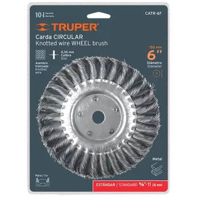 Escobilla Trenzada Circular Truper 11598 6" Eje 5/8" para Esmeril de Banco