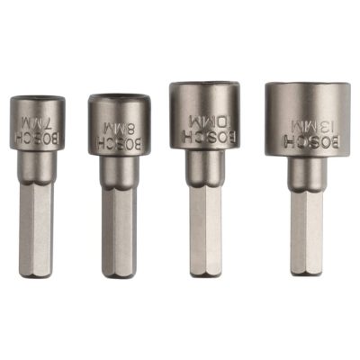 Juego de dados hexagonales para atornillador Bosch 2609.255.904 encastre 1/4" — 4 piezas milimétricas