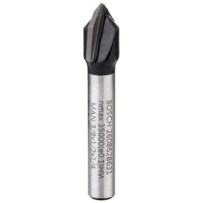 Fresa de ranurar en V Bosch 2608.628.631 de 90°, vástago 1/4" y corte de 3/8"