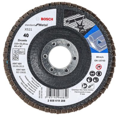 Disco Flap Bosch 4.5 Pulgadas Grano 40 para Metal y Acero Inoxidable