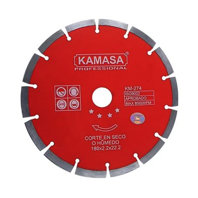 Disco Diamantado Segmentado Kamasa KM274 7" Borde Rojo para Concreto