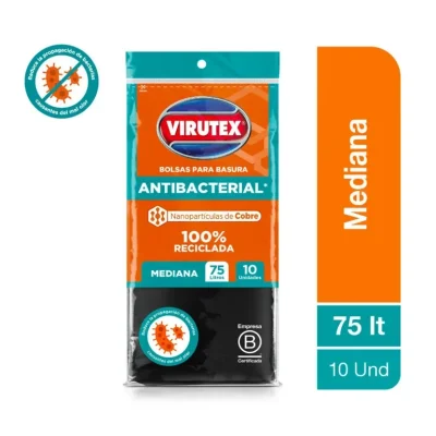 Bolsa de Basura Antibacterial Virutex 75L (x10 unidades)