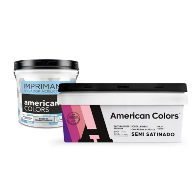 Kit de Pintado American Colors Semi Satinado + Imprimante 1 Galón c/u