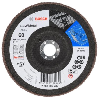 Disco Flap Bosch Best for Metal 7" Grano 60 Cónico con Respaldo de Fibra