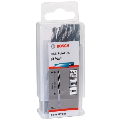 Broca Bosch HSS PointTeQ 3/16" para Metal Pack 10 Unidades