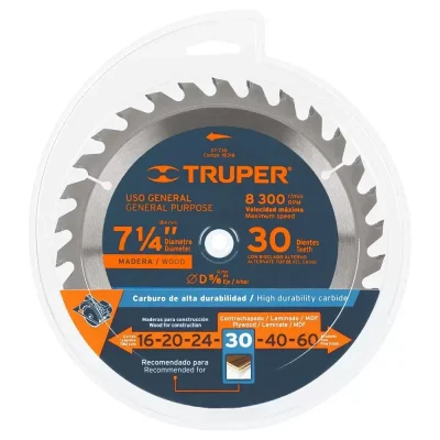 Disco de Sierra Circular Truper 18318 7 1/4" x 5/8" 30 Dientes para Madera