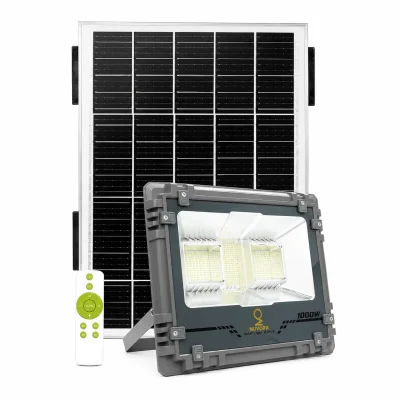 Reflector LED solar slim 200W a 300W con panel monocristalino y control remoto NUVORA