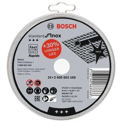 Discos de Corte Bosch 4½" para Acero Inoxidable (Caja x10)