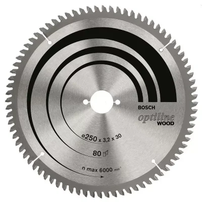 Disco de Sierra Circular Bosch Optiline 2608.640.909-000 de 10" con 80 Dientes para Madera