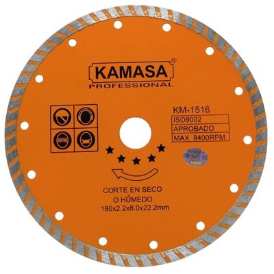 Disco Diamantado Turbo Kamasa KM1516 7" 180 mm para Concreto y Piedra