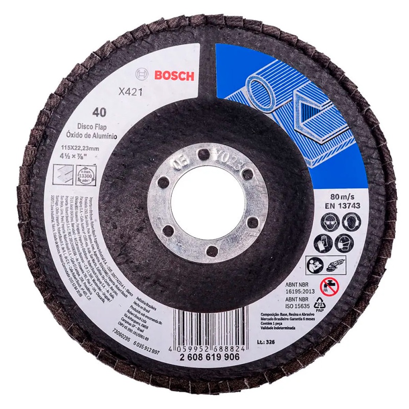 Disco Flap Bosch 4-1/2" Grano 40 para Desbaste de Metal
