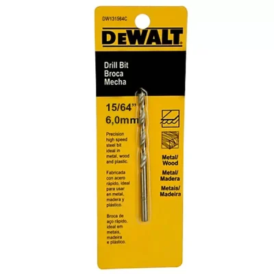 Broca HSS DeWalt DW131564C de 15/64" para metal con punta de 118 grados