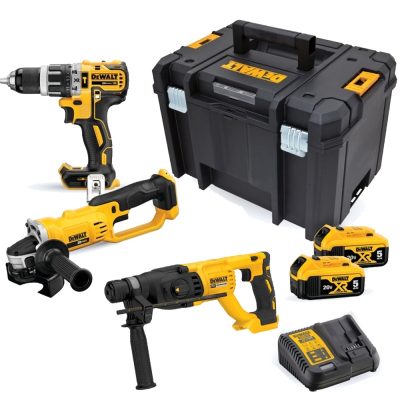 Combo inalámbrico DeWalt DCK209P2T-K9: taladro percutor, amoladora y rotomartillo SDS Plus 20V con maletín TSTAK
