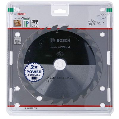 Disco de Sierra Bosch Standard for Wood 8 1/2" 216 mm 24 Dientes Cuerpo Extrafino Eje 30 mm