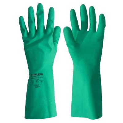 Guante de Nitrilo Verde Steelpro Nitrilsafe 13" (15 mil)
