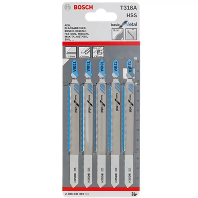 Hojas de Calar Bosch T318A para Metal (5 Unidades)