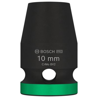 Dado de Impacto Hexagonal Bosch 10 mm, Encastre 1/2" Corto en Cromo-Molibdeno