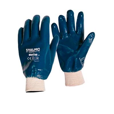 Guante Steelpro Nitrilo Azul Puño Tejido (SFKB)