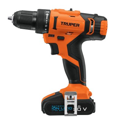 Taladro inalámbrico, batería ion litio 20 V, 1/2", TRUPER