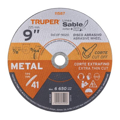 Disco de corte para metal 9" x 2 mm TRUPER 11587