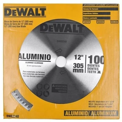 Disco de sierra DeWalt DWA03240 de 12" con 100 dientes de carburo para aluminio y melamina