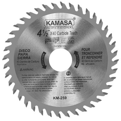 Disco de Sierra Kamasa KM259 4 1/2" 40 Dientes de Widia para Madera