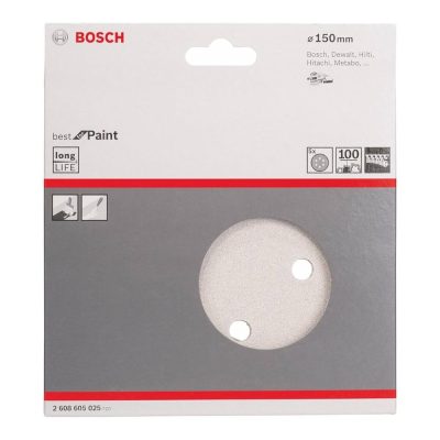 Discos de Lija Excentrica Bosch 2608.605.025-000 de 6" Grano 100 con Velcro (5 unidades)