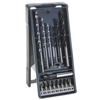 Set combinado Bosch X-Line 15 piezas: brocas para madera y muro con puntas de atornillar
