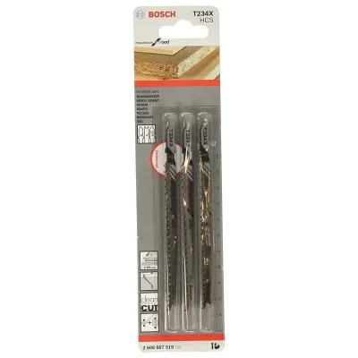 Set de Hojas Caladora Bosch T234X HCS Corte Recto Fino para Madera (3 uds)