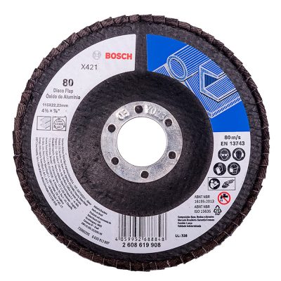 Disco Flap para Metal Bosch 2608.619.908-000 Grano 80 - 4 1/2" x 7/8"