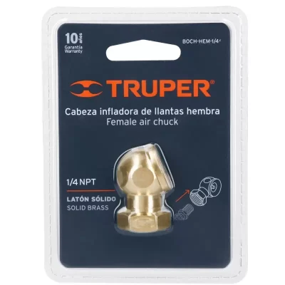 Cabeza Infladora de Llanta Hembra 1/4" NPT Truper BOCH-HEM-1/4