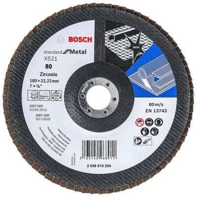 Disco Flap de Zirconio Bosch 2608.619.294 de 7" Grano 80 para Acero Inoxidable