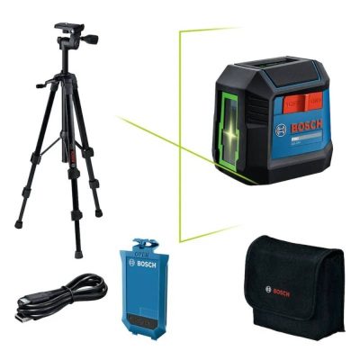 Nivel Laser de Lineas Verdes Bosch GLL 2-15 G con Tripode BT 120 - Alcance 20 m