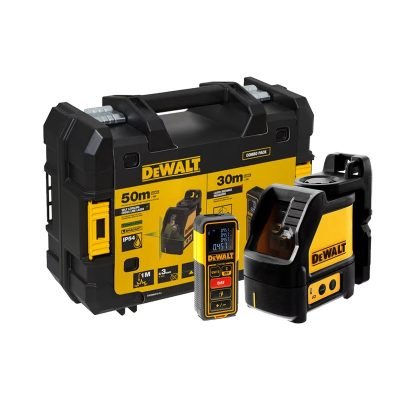 Kit de medición DeWalt DW0889CG-XJ: nivel láser verde de líneas cruzadas 20 m y medidor de distancia 30 m