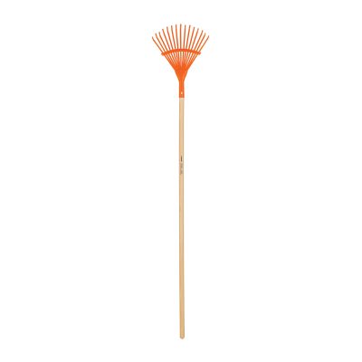 Escoba metálica para jardín, curva, 15 dientes, mango 48"