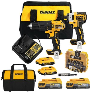 Combo DeWalt DCK223D2-K7 20V: Taladro Percutor, Atornillador de Impacto y Set de 16 Puntas