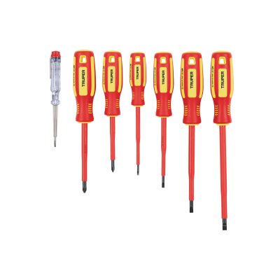 Juego de 6 Desarmadores Dieléctricos Truper con Probador de Corriente 1000V