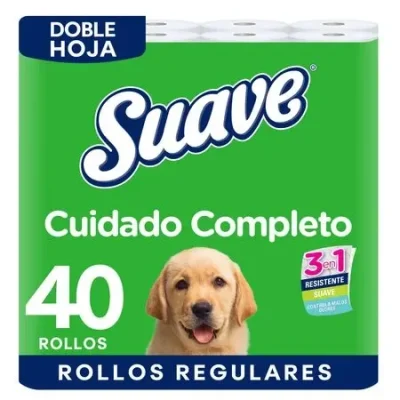 Papel Higiénico Suave Doble Hoja Cuidado Completo x40