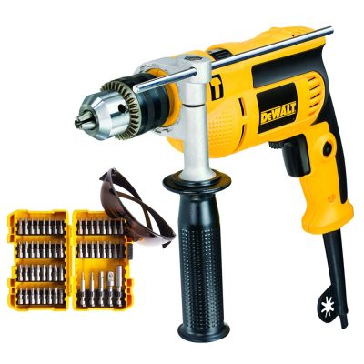 Kit de taladro percutor con cable DeWalt DWD024-K28 de 650 W con set de 53 puntas
