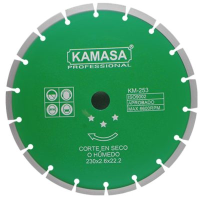 Disco Diamantado Segmentado Kamasa KM253 9" para Concreto y Piedra