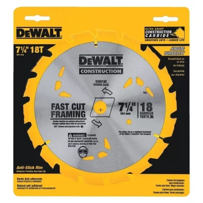 Disco de sierra DeWalt DW3192 7-1/4" de 18 dientes eje 5/8" para corte grueso y demolicion