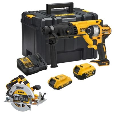 Combo DeWalt DCK260D1P1T-K13 20V XR: rotomartillo SDS-Plus, atornillador de impacto y sierra circular 7 1/4"