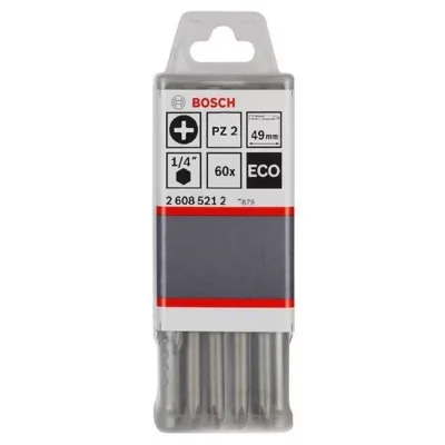 Puntas de Atornillar Bosch Pozidriv PZ2 Extra Hard 50 mm en Caja de 60 Unidades