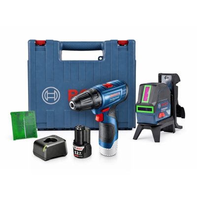 Combo Nivel Láser Verde y Taladro Atornillador Bosch GCL 2-15 G + GSR 120-LI 12V