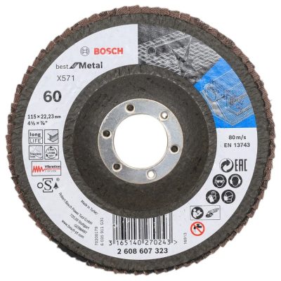Disco Flap Bosch 4 1/2" Grano 60 para Metal y Acero Inoxidable