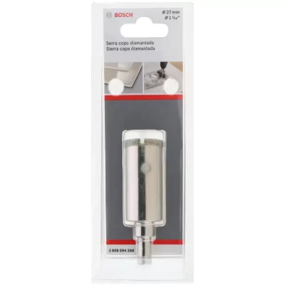 Sierra Copa Diamantada Bosch 27 mm con Husillo Integrado para Cerámico y Piedra