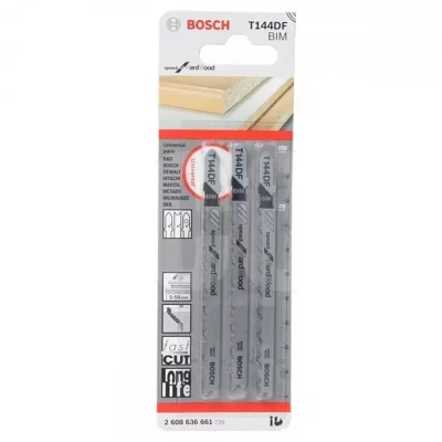 Hojas de sierra caladora bimetálicas Bosch T144DF 2608.636.661-000 para madera dura, pack x3