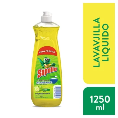 Lavavajilla Líquido Sapolio Max Poder Limón Envase 1250 mL