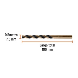 Broca HSS Truper 14154 7.5 x 110mm para Metal
