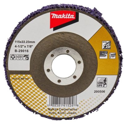 Disco de vellón Makita B-29016 de 4-1/2" para acabado en metal y acero inoxidable